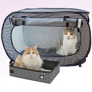 Portable Folding Stress Free Cat Travel Cage & Folding Litter Box NIP